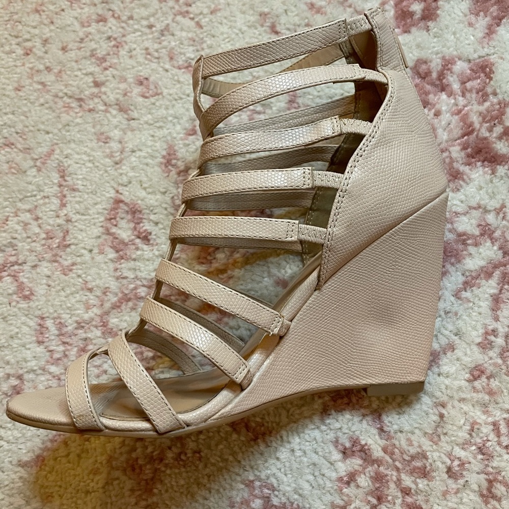 Nude Cage Wedges